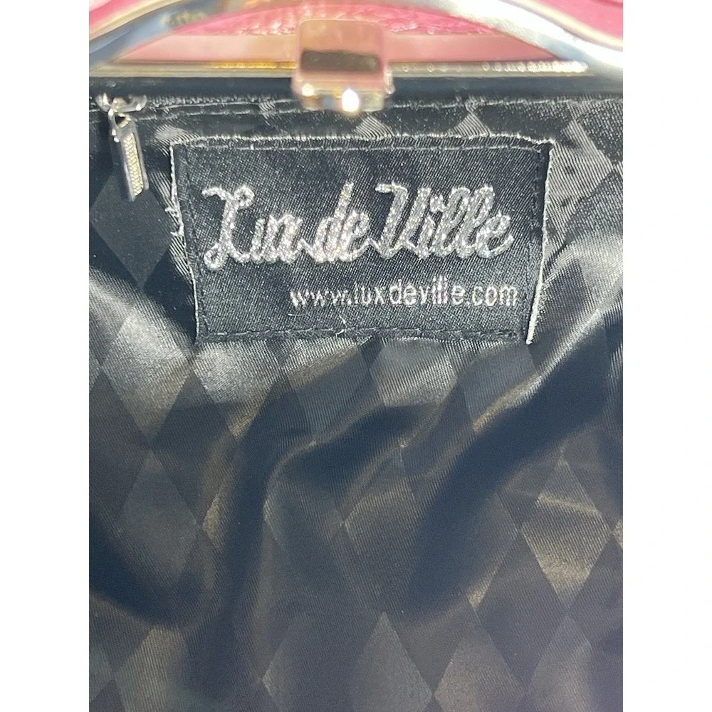 NWT Lux de Ville Pink Shimmer Cutie Pie Kiss Lock Bag Barrel Purse Rockabilly